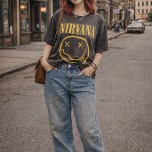 NIRVANA Distressed Blue Boyfriend Jeans